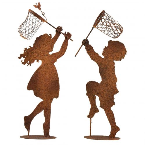 Floristik24 Havedekoration rustdrengepigefigurer H44–46cm 2 stk
