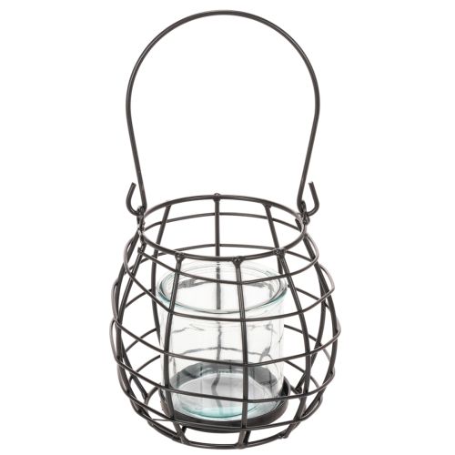 Havelanterne, sort metal med vindlys, Ø14 cm H12,5 cm | Floristik24.dk