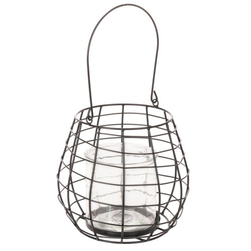 Havelanterne med glaslysestage, sort, Ø20 cm, H18,5 cm købe | Floristik24.dk