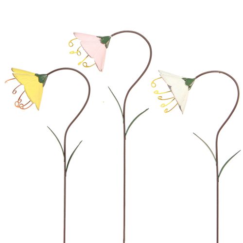 Floristik24 Havestake Blomst Metal Blomster Gul Pink Hvid 49cm 3 stk