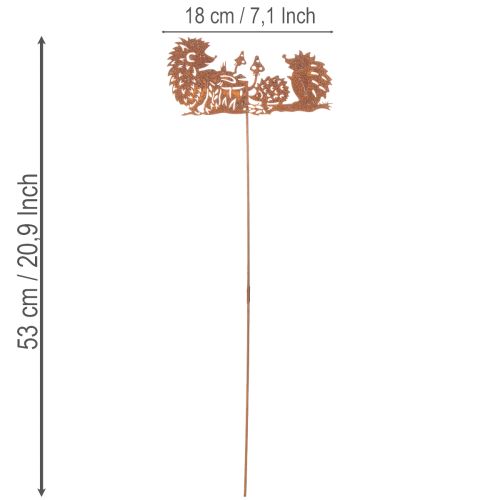 Havepæl med pindsvinmotiv, rustdekoration til sommer og efterår, 53 cm | Floristik24.dk
