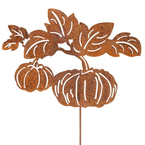 Artikel Havepæl med græskarmotiv, metaldekoration, rustfinish, 100 cm