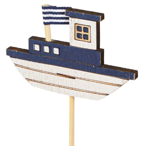 Artikel Garden Stake Maritime Træflip Flops Båd Blå Hvid 8cm 12 stk