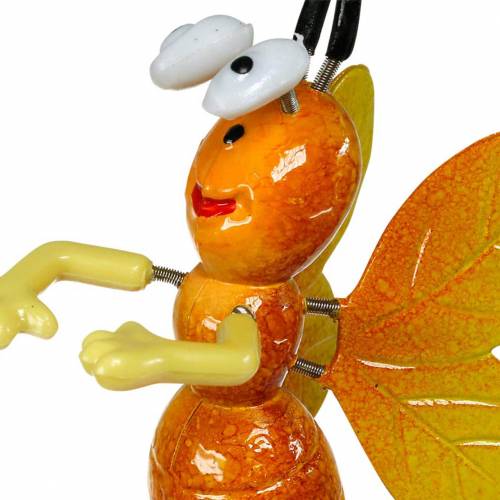Floristik24 Blomsternål bi på blomst med metalfjedre orange, violet H74cm