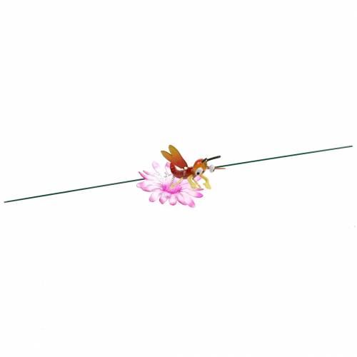 Floristik24 Garden Stake Dragonfly på blomst med Metal Spring Orange, Pink H74cm
