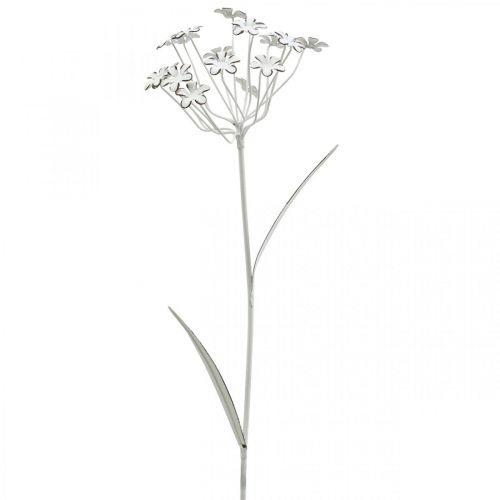 Havestiksblomst, havedekoration, plantestik lavet af metal shabby chic hvid, sølv L52cm Ø10cm 2stk