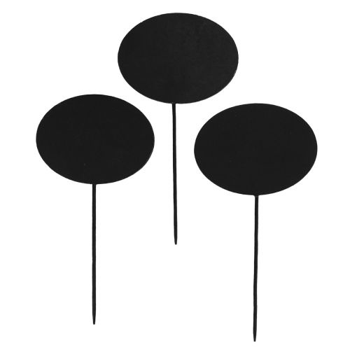Artikel Plantemærker, sengepropper, træ, træskilte, ovale, sorte, 19 cm, 12 stk.