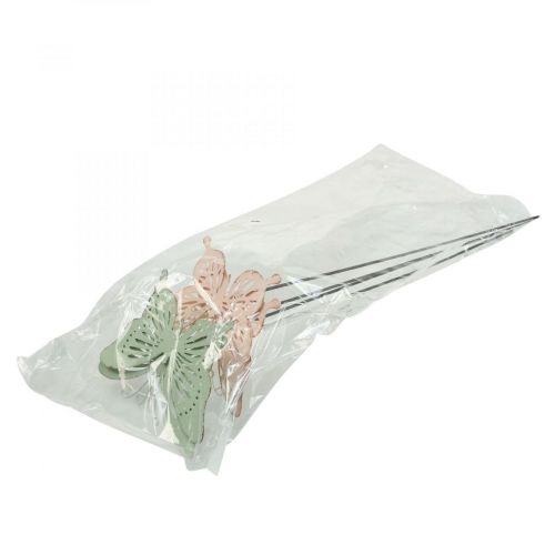 Artikel Sengepæl metalsommerfugl pink grøn 10,5x8,5cm 4stk