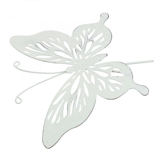 Floristik24 Havepæle metal sommerfugl hvid 14×12,5/52cm 2stk