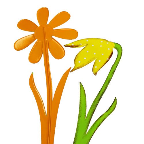Floristik24 Havestik metalblomst orange, gul 47cm 4stk