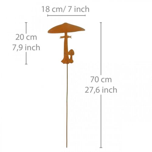 Artikel Havepæl Svampe Havedekoration Rust Metal 70cm