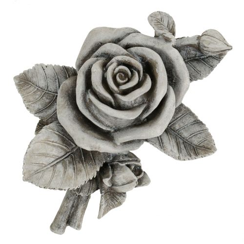 Floristik24 Rose til gravdekorationer grå 16cm x 13,5cm 2stk