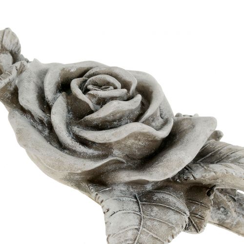 Floristik24 Rose til gravdekoration grå 16cm x 13,5cm 2 stk