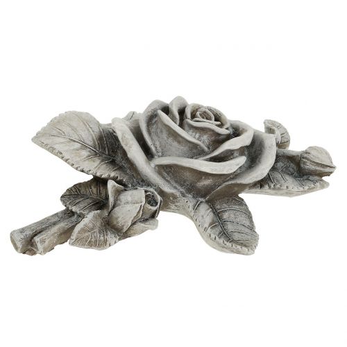 Floristik24 Rose til gravdekoration grå 16cm x 13,5cm 2 stk