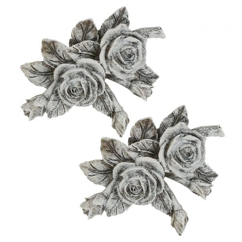 Floristik24 Rose til gravsmykker Polyresin 10cm x 8cm 6pcs