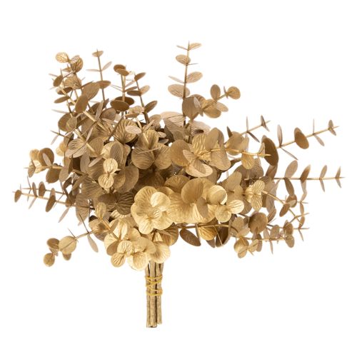 Kunstig eukalyptusplante, guldfarvet dekorativ gren til borddekoration, 24 cm