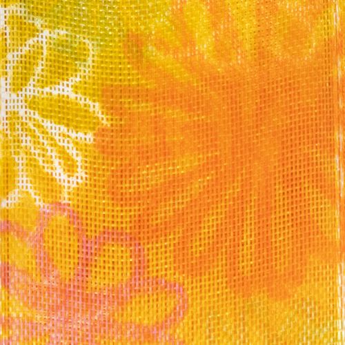 Artikel Gavebånd, blomsterorganzabånd, gul/orange, 25 mm x 18 m