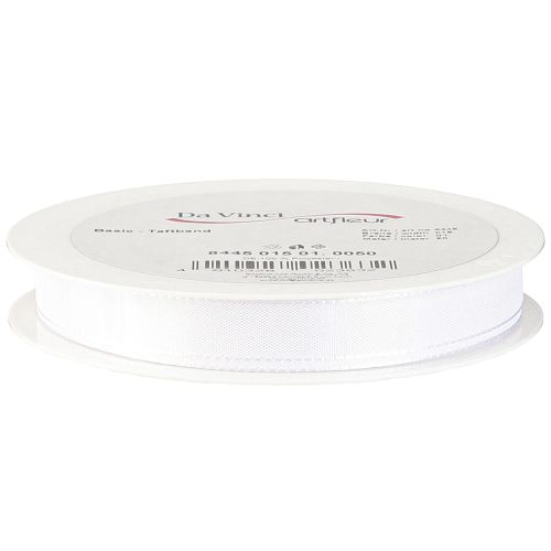 Artikel Gavebånd dekorativt bånd taftbånd hvidt 15mm 50m