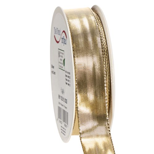 Artikel Guld gavebånd med trådkant, 25 mm bredt, 25 m langt