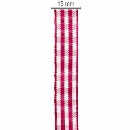 Gavebånd ternet rødt 15mm 20m