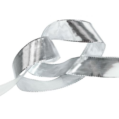 Floristik24 Gavebånd sølv med trådkant 25m