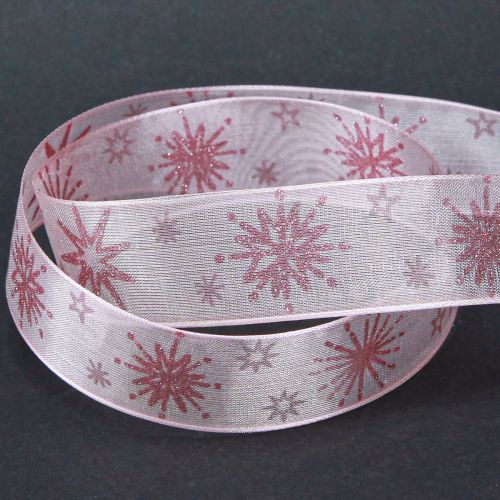 Artikel Gavebånd stjerner Julebånd pink 25mm 20m