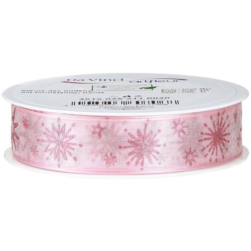 Artikel Gavebånd stjerner Julebånd pink 25mm 20m