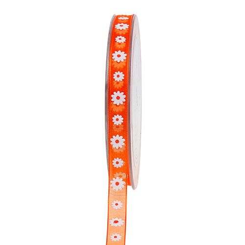 Floristik24 Gavebånd orange med blomst 10mm 20m