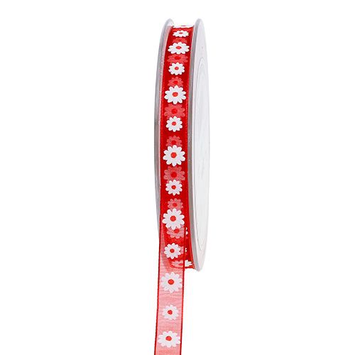 Floristik24 Gavebånd rød med blomster 10mm 20m