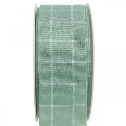 Gavebånd grønt pastelternet dekorationsbånd 35mm 20m