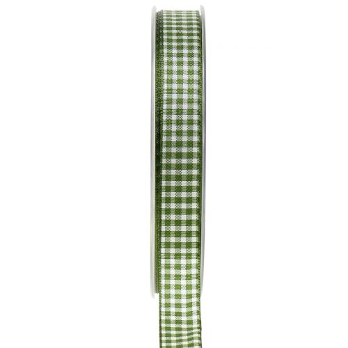 Floristik24 Gavebånd ternet grøn 15mm 20m