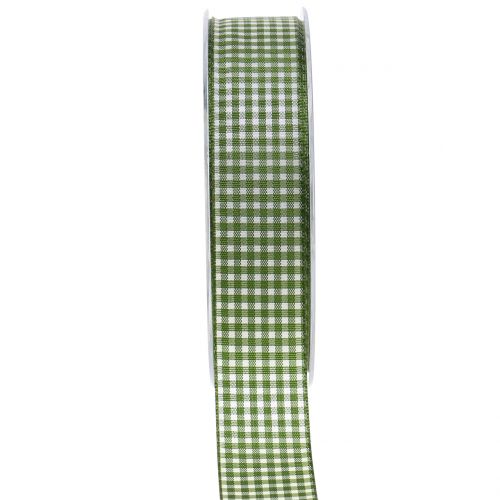 Floristik24 Gavebånd ternet grøn 25mm 20m