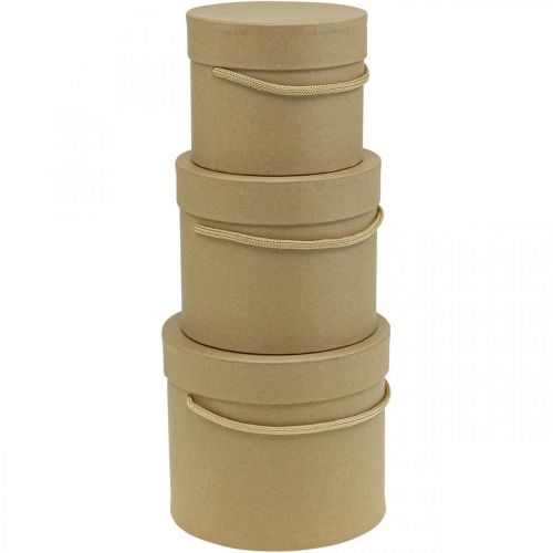 Artikel Gaveæske rund blomsteræske beige Ø12,5/14,5/16,5 cm sæt med 3 stk.