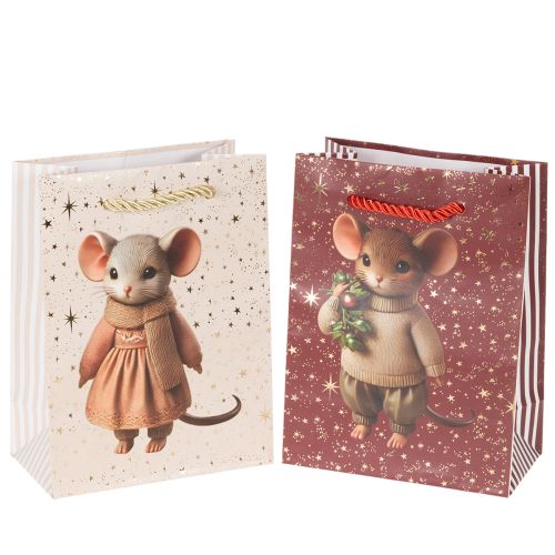 Julegavepose med musemotiv, 16 cm, 2 stk.