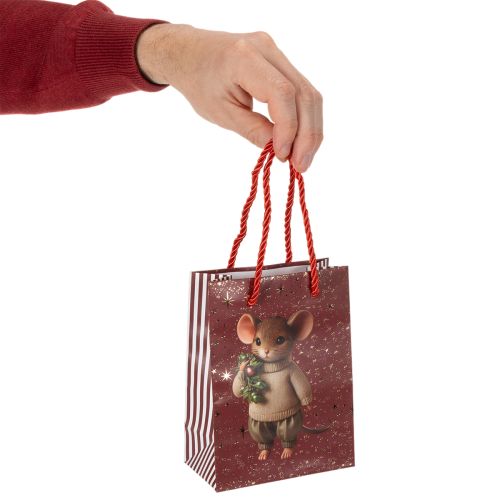 Julegavepose med musemotiv, 16 cm, 2 stk. | Floristik24.dk