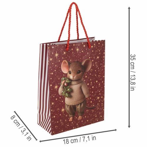 Gavepose med musemotiv og stjerner til jul, 24 cm, 2 stk. | Floristik24.dk