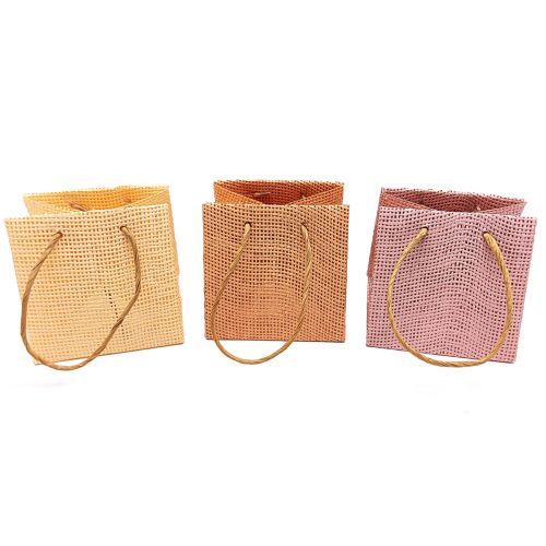 Floristik24 Gaveposer vævet med hanke vanilje orange pink 10,5cm 12 stk