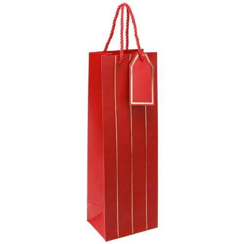 Artikel Gavepose flaskepose papir rødguld 9×12×36cm 1 stk