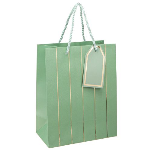 Floristik24 Gavepose lysegrønne gyldne striber 18×10×23cm 1 stk