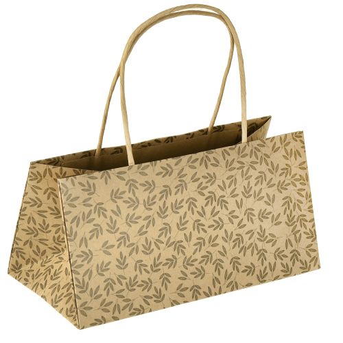 Gavepose papir naturlige brune blade 20×10×10 cm 6 stk.