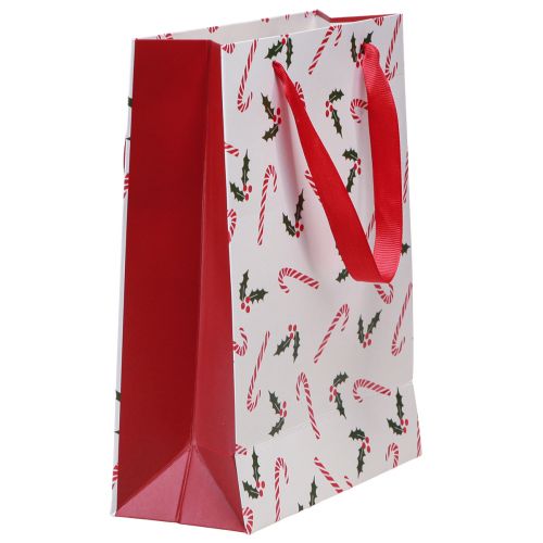 Artikel Julegavepose med hanke rød hvid 24×18×8cm 4stk