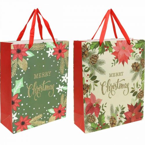 Artikel Gaveposer Julegavepose Merry Christmas 32x26cm 2stk