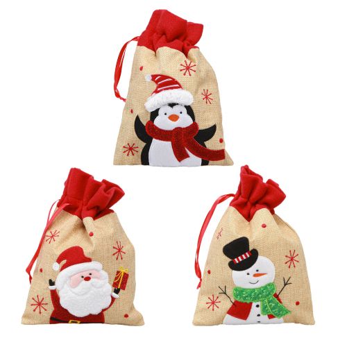 Floristik24 Gaveposer Julenisse jute look 20×23cm 3stk