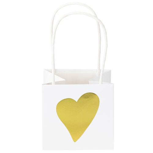 Artikel Gaveposer med hanke hvidguld papir 8,5×8,5×8cm 12 stk