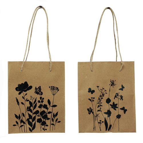 Floristik24 Gaveposer med hanke papir natursort 12×15cm 6 stk