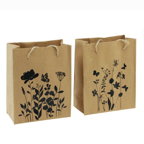Artikel Gaveposer med hanke papir natursort 12×15cm 6 stk