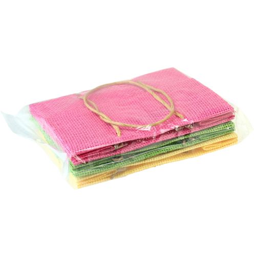 Artikel Gaveposer med håndtag papirvævet udseende farverigt 20×10×10cm 6stk