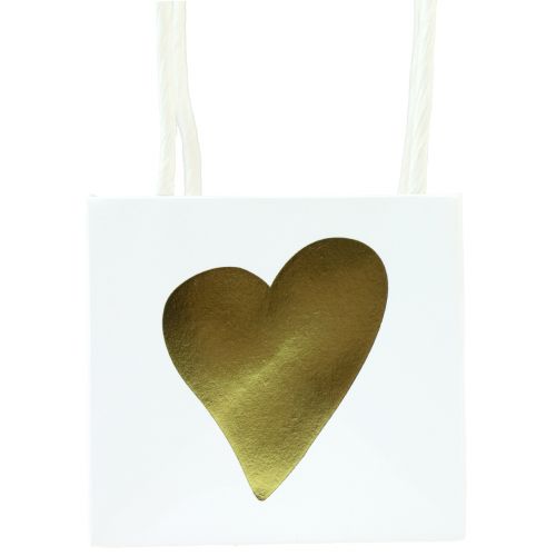 Artikel Gaveposer med hanke hvidguld papir 8,5×8,5×8cm 12 stk