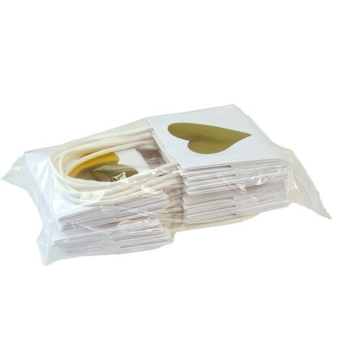 Artikel Gaveposer med hjerter og hanke hvidguld 10,5cm 12 stk