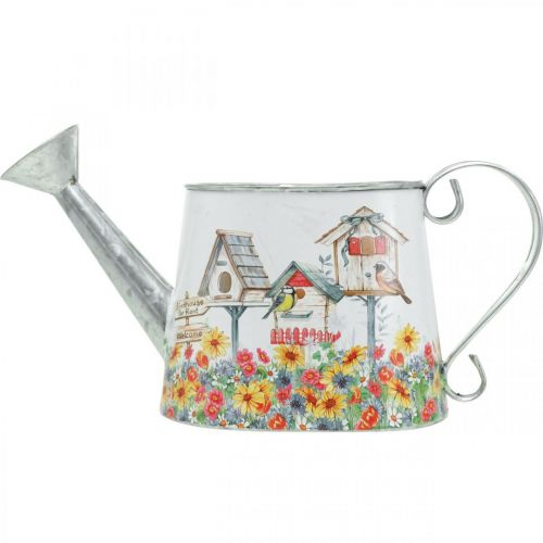 Floristik24 Dekorativ vandkande Metal Plantekasse Sommer Dekor Plantekasse med Fuglehuse H15cm L28cm